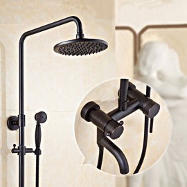 Black Antique Brass 8 Wall Mounted Shower Head and Hose 