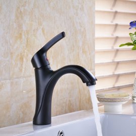 Black Bronze Single Handle Contemporary Deck Mounted Bathroom Sink Faucet