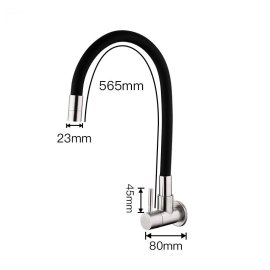 Juno Stainless Steel Chrome & Black Wall Mount Single Handle Kitchen Sink faucet