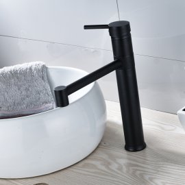 Black Contemporary Deck Single Handle Bathroom Sink Faucet