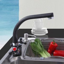Juno Multicolor Spray Paint Dual Handle Kitchen Sink Faucet
