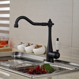 Black Oil-Rubbed Bronze Single Handle Kitchen Sink Faucet 
