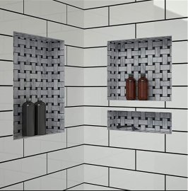 Juno New Black Wall Concealed 3 Racks Bathroom Shelf