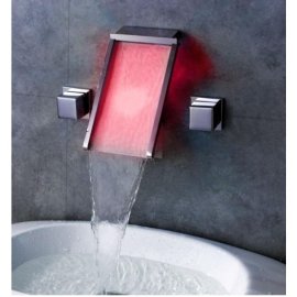Wall Mount Bathroom Sink Faucet With LED Glass