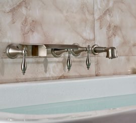 Brushed Bathtub Faucet with Handheld Shower