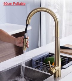 New Modern Design Brushed Gold Finish Touch Kitchen Faucet Pull Out Spray