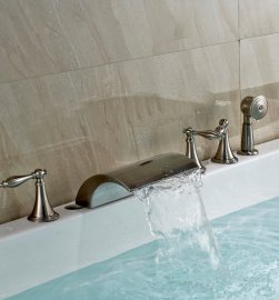 Brushed Nickel Roman Tub Faucets Mixer Tap with Hand Held Shower Head