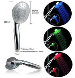 Color Changing Water Powered LED Dual Shower Head 3 Way Diverter