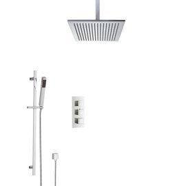 Chrome Plated Solid Brass Ceiling Mount Shower Set with Handheld Shower