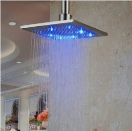Rain Shower Head Color Changing LED Brushed Nickle Finish