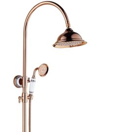 Contemporary Rose Gold Single Handle Bathroom Shower with Hand Held Shower