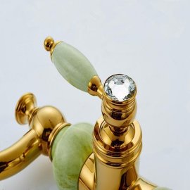 Crystal Home Decorative Gold Bathroom Sink Concrete Mixer Basin Faucets