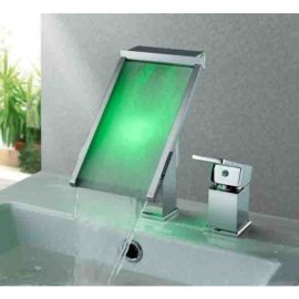 Deck Mount Waterfall Bathroom Sink Faucets with Chrome Finish