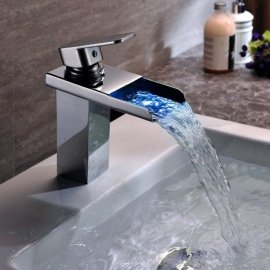 Fort Chrome Finish Brass Body LED Bathroom Sink Faucet 