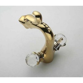 Dragon Head Gold Finish Dual Crystal Handle Bathroom Faucet