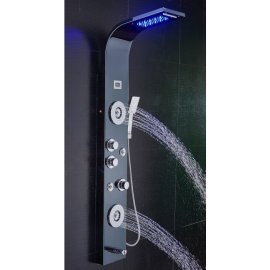 Juno Fingerprint-Free LED Rainfall Waterfall Shower Head 6-Function Faucet with Body Jets
