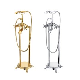 Juno Luxury Copper Freestanding Bathtub Hot and Cold Faucet Set with Telephone Handshower