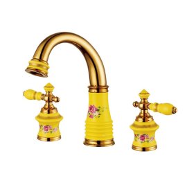 Juno Beautiful Deck Mount Colorful Floral Bathroom/ Bathtub Mixer Faucet Set