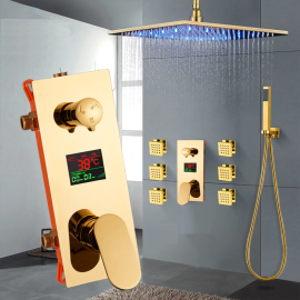 Gold Finish LED Shower Head