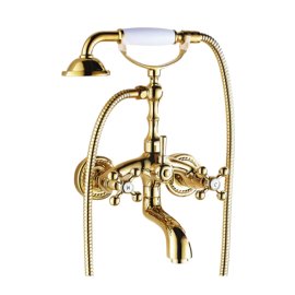 Gold Finish Claw Foot Bathtub Faucet with Hand Shower