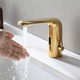 Juno Automatic Brass Polished Gold Deck Mount Faucets