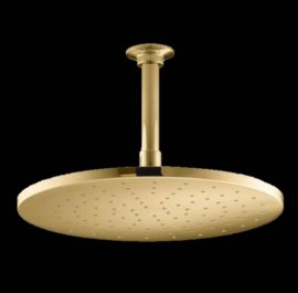 Stainless Steel Gold Tone Round LED Shower Head