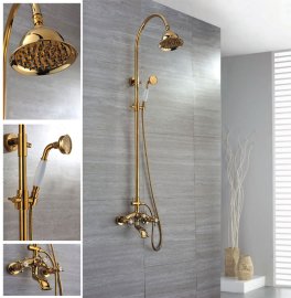 Gold Plated Shower Head brass wall mount faucet handshower