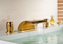 Buenos Gold polished Bathroom Sink Faucet And Mixer Tap for Bathtub 