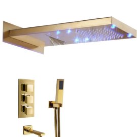 Juno Gold Finish Shower Set With Handheld Shower Head