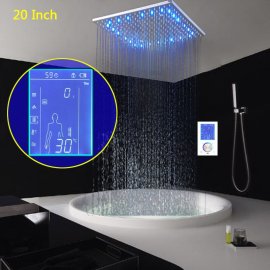 Juno 20 Inch Digital Display LED Ceiling Mounted Rain Shower Head With Body Spray