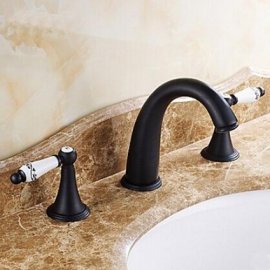 Juno 3 Hole Widespread Oil Rubbed Bronze Finished Bathroom Basin Faucet