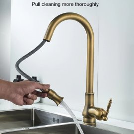 Antique brass touch sensor kitchen faucet