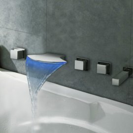 Juno Bath-Tub Faucet Color Changing LED Chrome Finish Brass Body
