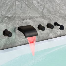 Juno Bathroom Bathtub LED Waterfall Faucet chrome finish