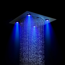 Juno 4 Function Ceiling Mount Black LED Shower Head with 6 Body Shower Jets