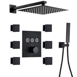 Juno Black Wall Mount Rain Shower Head