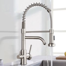 Juno Chrome/Brushed/Black/Brushed Gold Finish Dual Handle Pull-Out Kitchen Faucet