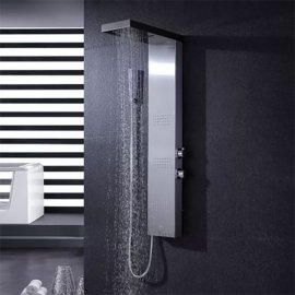 Juno Chrome Finish Jetted Rain Shower Panel with Hand Held Shower Head