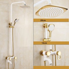 Classic Look Wall Mounted Dual Handle Bathroom Shower with Hand-Held Shower