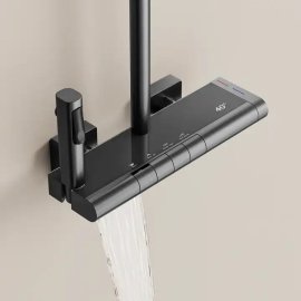 Juno Commercial Dark Gray Wal Mounted Four Handle Digital Bathroom Shower Set