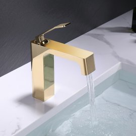 Juno Commercial Gold Single Handle Waterfall Bathroom Faucet