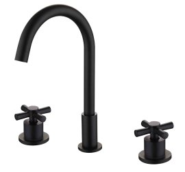 Juno Commercial Brushed Gold Finish Deck Mounted Dual Handle Bathroom Faucet