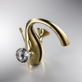 Juno Crystal Dual Handle Single Hole Bathroom Sink Faucet in Gold Faucet