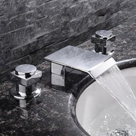 Juno Double Handle Chrome Waterfall Sink & Bathtub Faucet