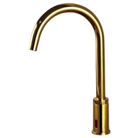 Gold Finish Long Neck Motion Sensor Kitchen and Bathroom Faucet