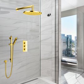 Juno Gold Plated Wall Mount Shower Head Set