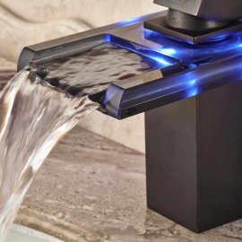 Grenoble 3 LED Color Changing Vanity Sink Waterfall Bathroom Faucet