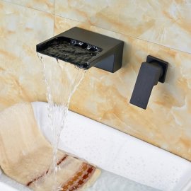 Modern Blackened Oil-Rubbed Bronze Wall Mount Sink Faucet 