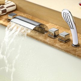 Juno Roman Tub Waterfall Faucet with Handheld Shower