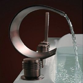 Oil Rubbed Bronze faucet Waterfall Bathtub with triple handles